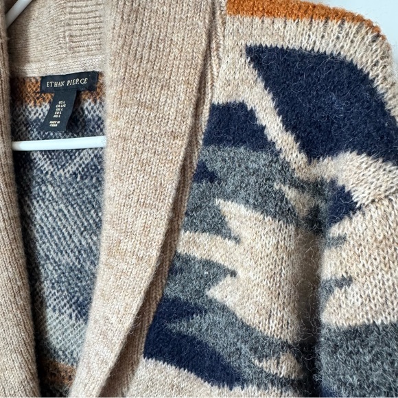 Ethan Pierce Brown Aztec Print Cardigan Size Large Wool Blend Grandpa Sweater - Picture 3 of 11